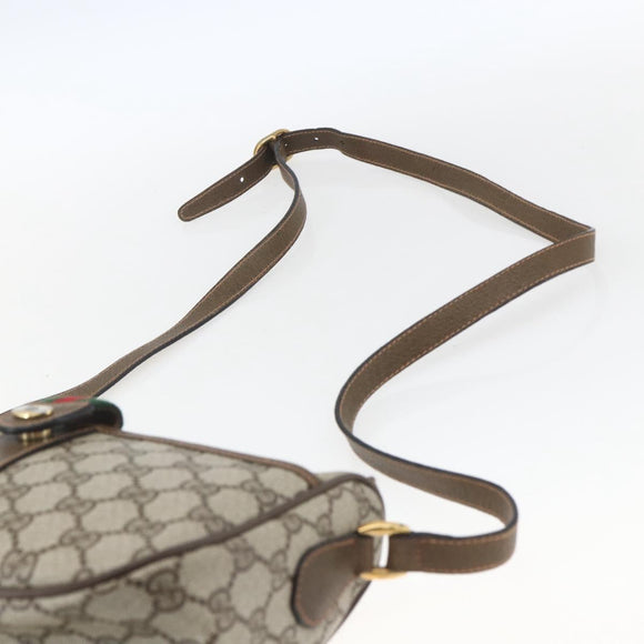 GUCCI GG Supreme Web Sherry Line Bag PVC Beige Gold 89 02 034 Auth 168543