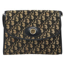 Christian Dior Trotter Canvas Shoulder Bag Navy Gold Auth 168551-2