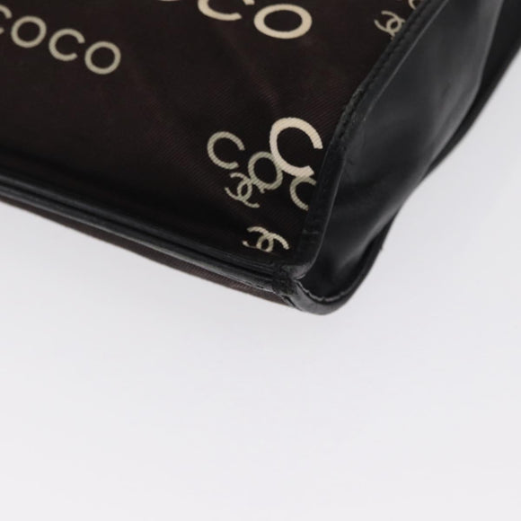 CHANEL Chain Tote Bag Canvas Brown CC Auth 168554