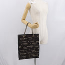 CHANEL Chain Tote Bag Canvas Brown CC Auth 168554-19