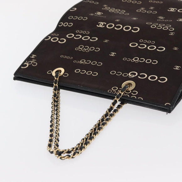 CHANEL Chain Tote Bag Canvas Brown CC Auth 168554