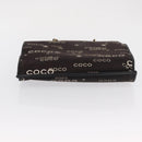 CHANEL Chain Tote Bag Canvas Brown CC Auth 168554-9