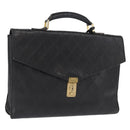 CHANEL Bicolore Business Bag Caviar Skin Black Gold CC Auth 168561-1