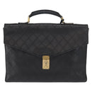 CHANEL Bicolore Business Bag Caviar Skin Black Gold CC Auth 168561-13