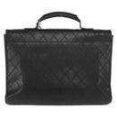 CHANEL Bicolore Business Bag Caviar Skin Black Gold CC Auth 168561-2