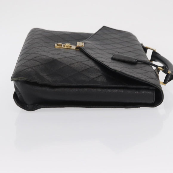 CHANEL Bicolore Business Bag Caviar Skin Black Gold CC Auth 168561