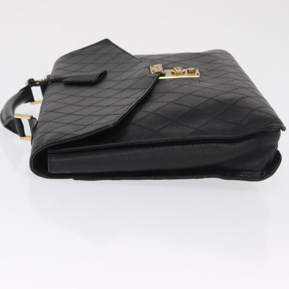 CHANEL Bicolore Business Bag Caviar Skin Black Gold CC Auth 168561