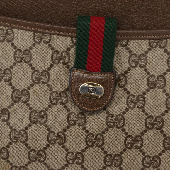 GUCCI GG Supreme Web Sherry Line Shoulder Bag PVC Beige 904 02 026 Auth 168565
