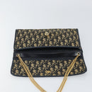 Christian Dior Chain Trotter Canvas Shoulder Bag Navy Gold Auth 168566-14