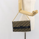 Christian Dior Chain Trotter Canvas Shoulder Bag Navy Gold Auth 168566-19