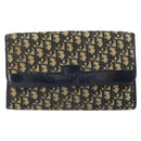 Christian Dior Chain Trotter Canvas Shoulder Bag Navy Gold Auth 168566-2