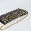 Christian Dior Chain Trotter Canvas Shoulder Bag Navy Gold Auth 168566-6