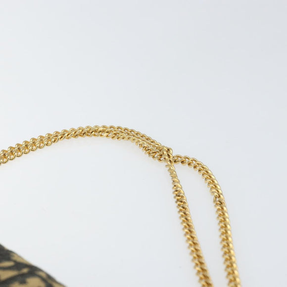 Christian Dior Chain Trotter Canvas Shoulder Bag Navy Gold Auth 168566