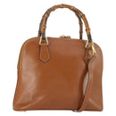 GUCCI Bamboe Handtas Leer 2way Bruin Goud 000 122 0290 Auth 168572-1