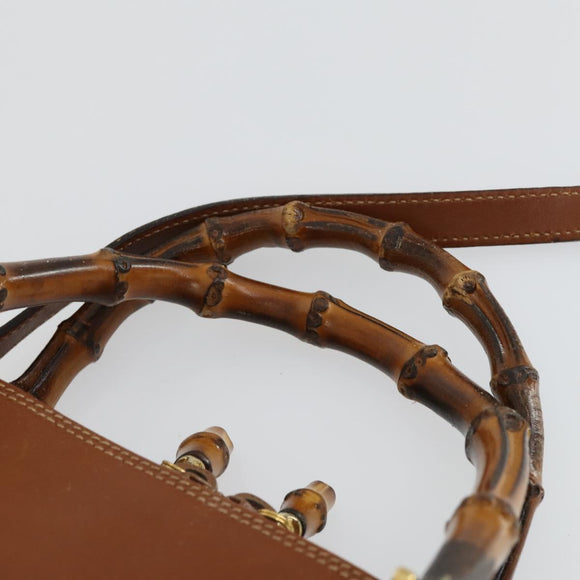 GUCCI Bamboe Handtas Leer 2way Bruin Goud 000 122 0290 Auth 168572