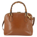 GUCCI Bamboe Handtas Leer 2way Bruin Goud 000 122 0290 Auth 168572-2