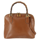 GUCCI Bamboe Handtas Leer 2way Bruin Goud 000 122 0290 Auth 168572-3