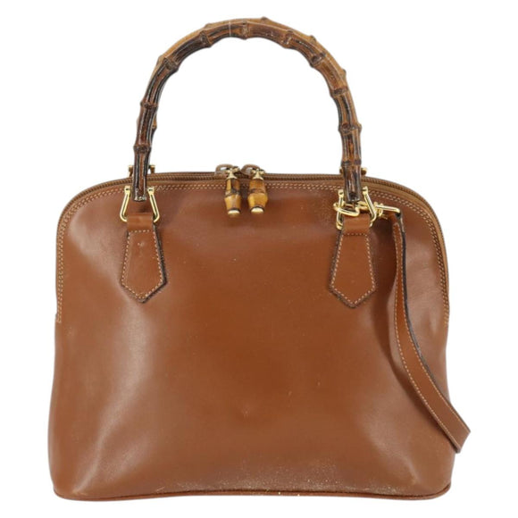 GUCCI Bamboe Handtas Leer 2way Bruin Goud 000 122 0290 Auth 168572