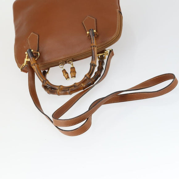 GUCCI Bamboe Handtas Leer 2way Bruin Goud 000 122 0290 Auth 168572