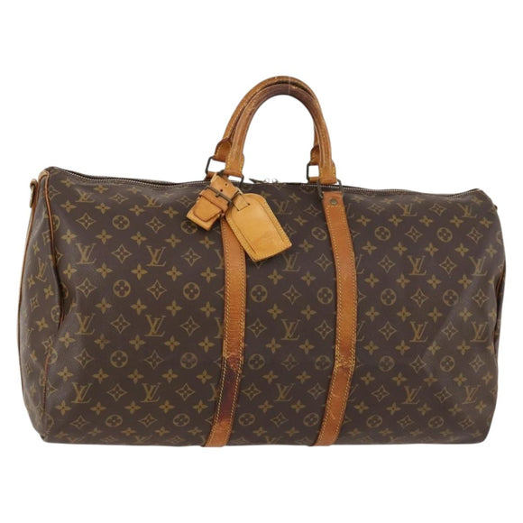 LOUIS VUITTON Monogram Keepall Bandouliere 55 Boston Bag M41414 LV Auth 168573