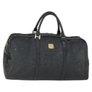 MCM Logogram Vicetos Boston Bag PVC Black Gold Auth 168574-1