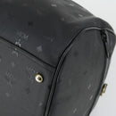 MCM Logogram Vicetos Boston Bag PVC Black Gold Auth 168574-10