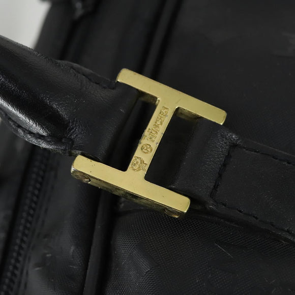 MCM Logogram Vicetos Boston Bag PVC Black Gold Auth 168574