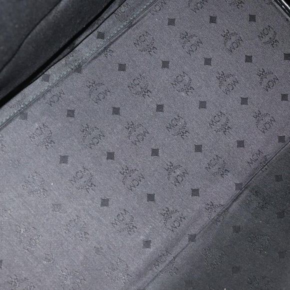 MCM Logogram Vicetos Boston Bag PVC Black Gold Auth 168574