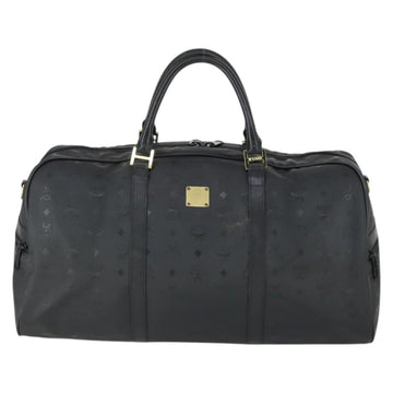 MCM Logogram Vicetos Boston Bag PVC Black Gold Auth 168574 - 0