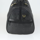 MCM Logogram Vicetos Boston Bag PVC Black Gold Auth 168574-4