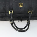 MCM Logogram Vicetos Boston Bag PVC Black Gold Auth 168574-7