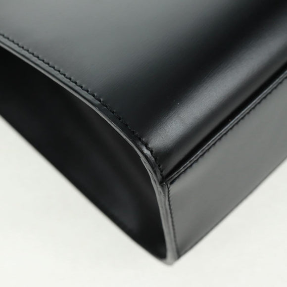 CARTIER PANTHERE Hand Bag Leather Black Silver Auth 168583V