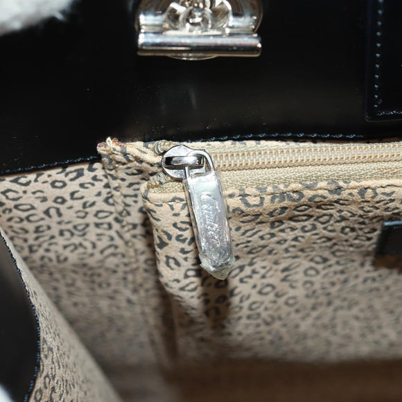 CARTIER PANTHERE Hand Bag Leather Black Silver Auth 168583V