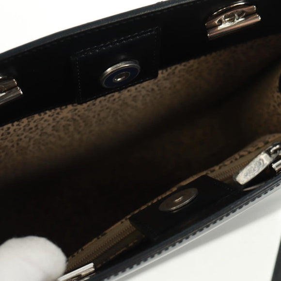 CARTIER PANTHERE Hand Bag Leather Black Silver Auth 168583V