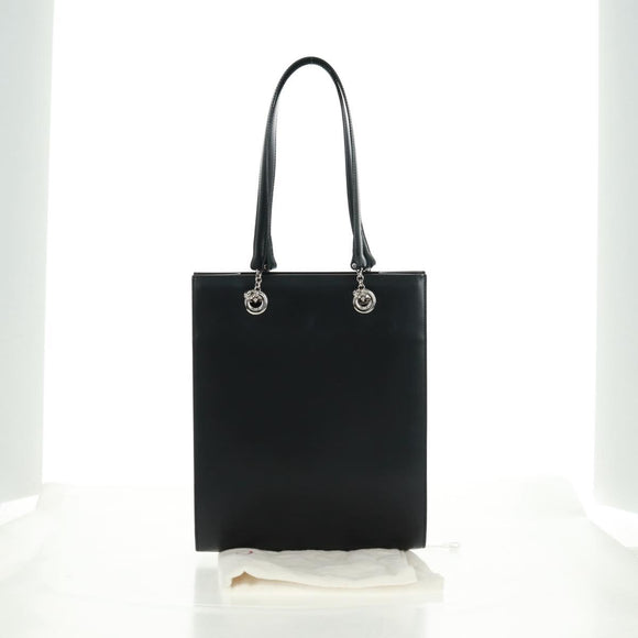 CARTIER PANTHERE Hand Bag Leather Black Silver Auth 168583V