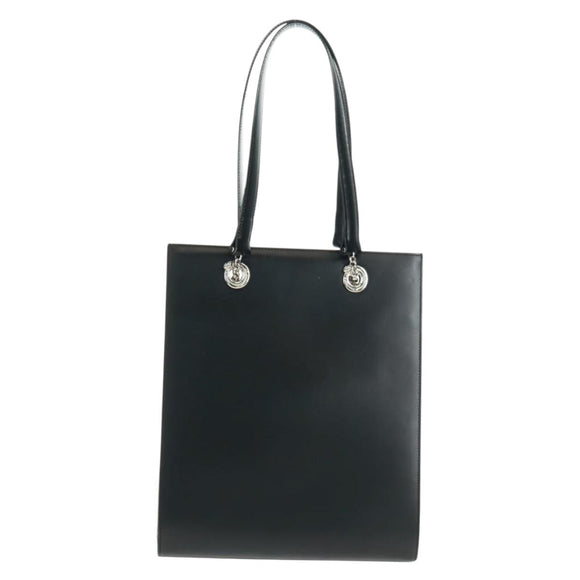 CARTIER PANTHERE Hand Bag Leather Black Silver Auth 168583V