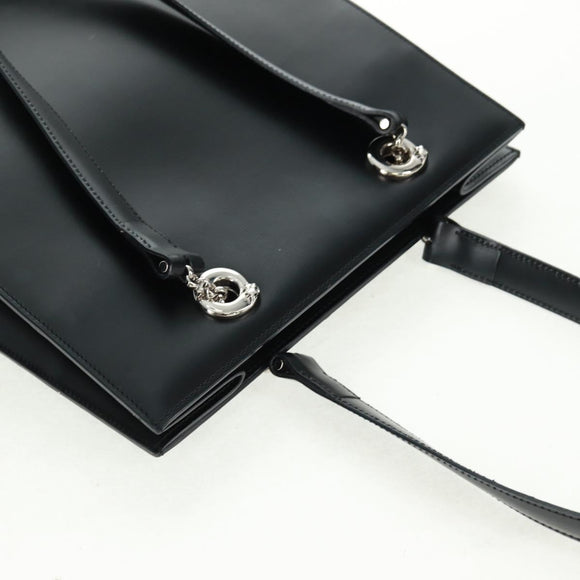 CARTIER PANTHERE Hand Bag Leather Black Silver Auth 168583V