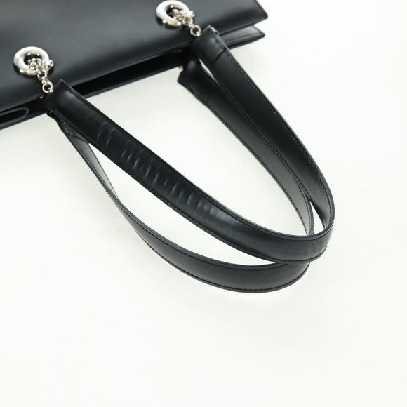 CARTIER PANTHERE Hand Bag Leather Black Silver Auth 168583V