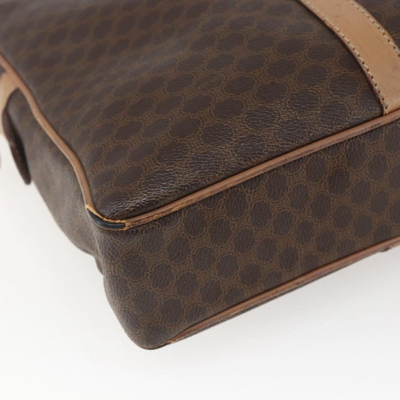 CELINE Macadam Canvas Business Bag PVC Leather Brown Gold Auth 168602