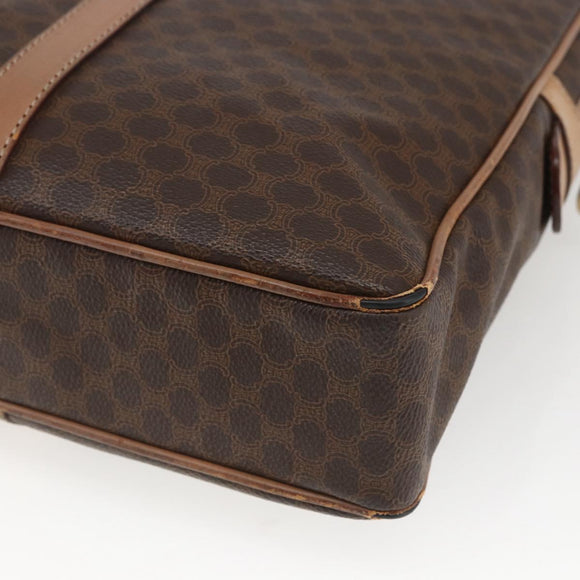 CELINE Macadam Canvas Business Bag PVC Leather Brown Gold Auth 168602
