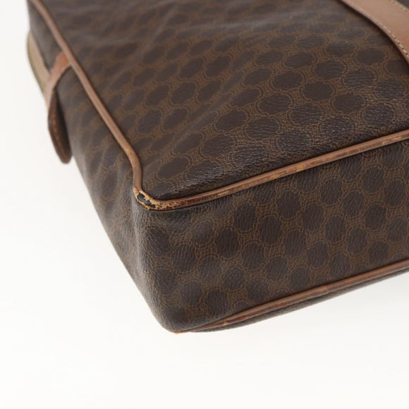CELINE Macadam Canvas Business Bag PVC Leather Brown Gold Auth 168602
