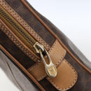 CELINE Macadam Canvas Business Bag PVC Leather Brown Gold Auth 168602-17
