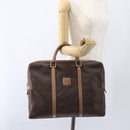 CELINE Macadam Canvas Business Bag PVC Leather Brown Gold Auth 168602-21