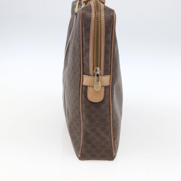 CELINE Macadam Canvas Business Bag PVC Leather Brown Gold Auth 168602