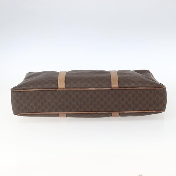 CELINE Macadam Canvas Business Bag PVC Leather Brown Gold Auth 168602