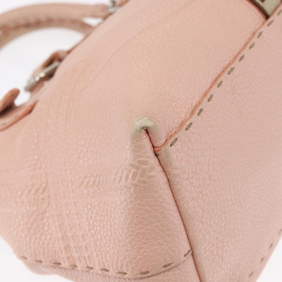 FENDI Celeria Villa Borghese Hand Bag Leather Pink Silver Auth 168606