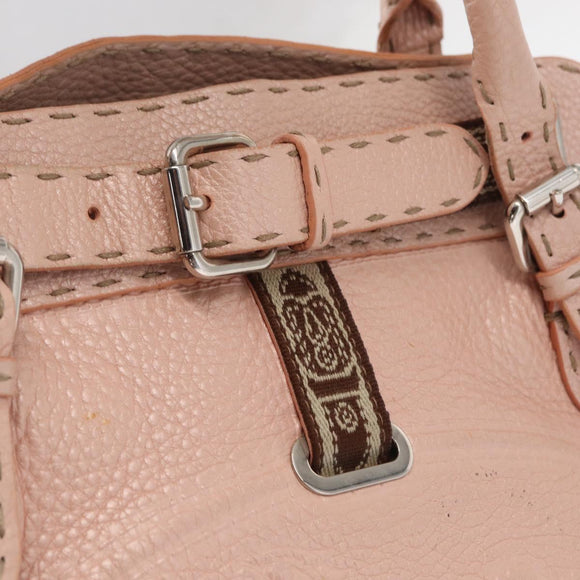 FENDI Celeria Villa Borghese Hand Bag Leather Pink Silver Auth 168606