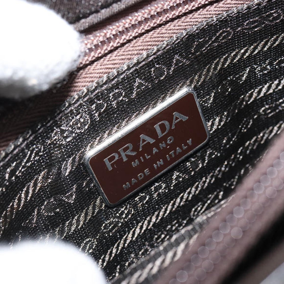 PRADA Handtasche Baumwolle Khaki Silber Auth 168612