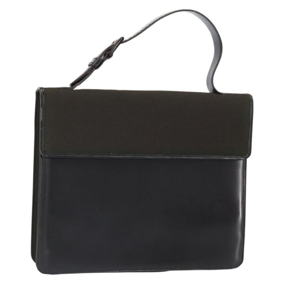 PRADA Handtasche Baumwolle Khaki Silber Auth 168612