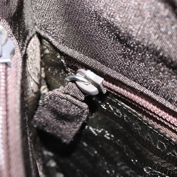 PRADA Handtasche Baumwolle Khaki Silber Auth 168612